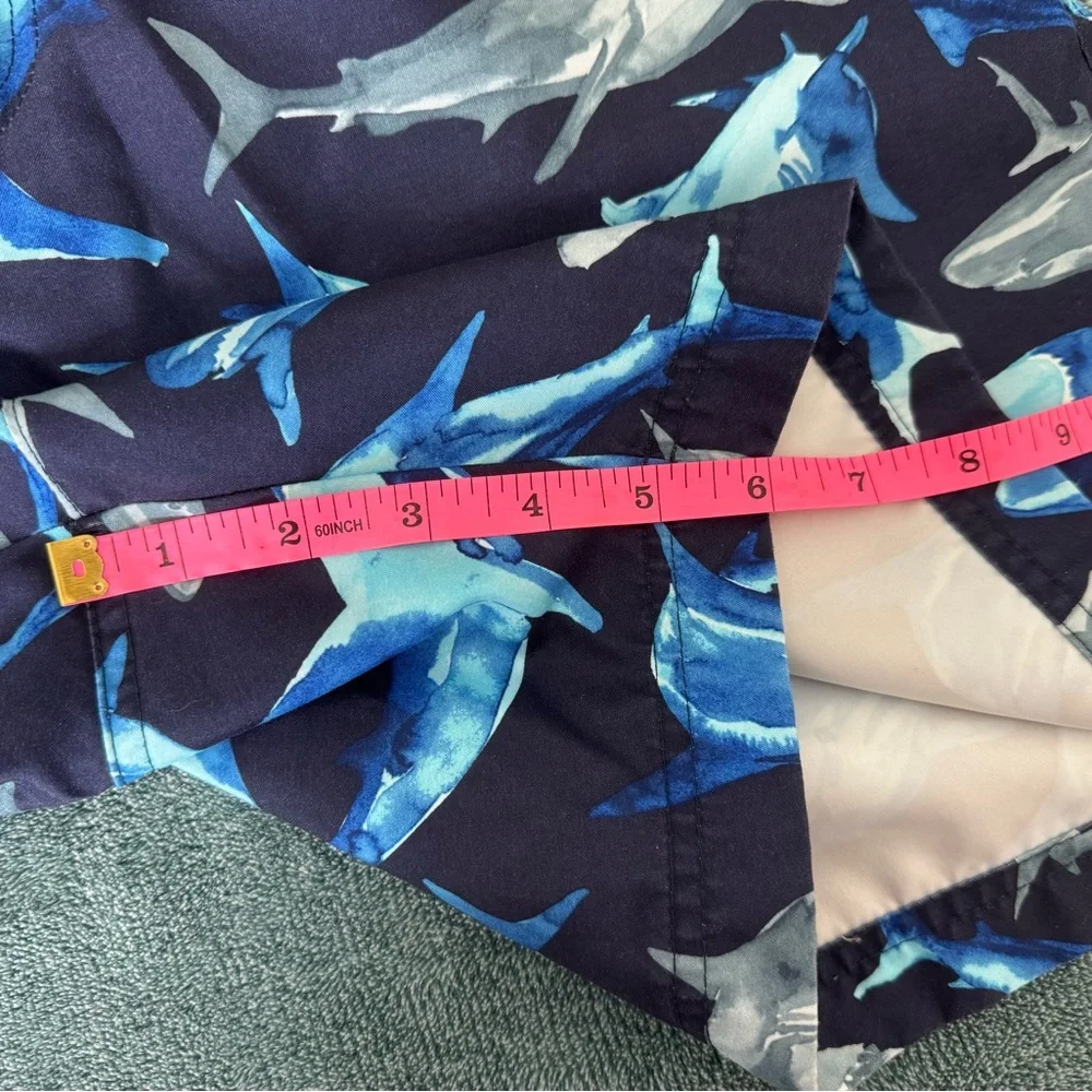 Original Penguin Men's Swim Trunks Shorts Blue Sharks Size 34 Lined Pockets